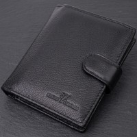 Вертикальный мужской бумажник из натуральной кожи ST Leather 22479 Черный