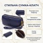Компактный женский клатч на два отделения из натуральной кожи 22089 Vintage Синий