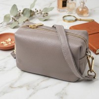 Женская интересная сумка с двумя ремнями из натуральной кожи Vintage Серый