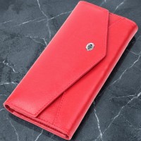 Жіночий гаманець з геометричним клапаном з натуральної шкіри ST Leather 22545 Червоний