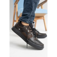 Мужские кожаные демисезонные кеды Splinter 0421 Soft Shell коричневые