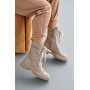 Женские кожаные демисезонные ботинки Udg 2327/125 на байке бежевые