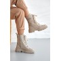 Женские кожаные демисезонные ботинки Udg 2327/125 на байке бежевые