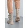 Женские кожаные демисезонные ботинки Udg 2327/125 на байке бежевые