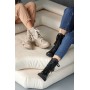 Женские кожаные демисезонные ботинки Udg 2327/125 на байке бежевые