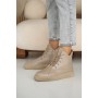Женские кожаные зимние кеды Yuves 246 бежевые