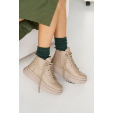 Женские кожаные зимние ботинки Udg 24171/125 бежевые