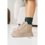 Женские кожаные зимние ботинки Udg 24171/125 бежевые
