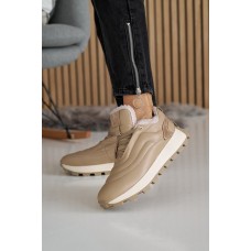 Женские кожаные зимние кроссовки Emirro 10845-505 бежевые