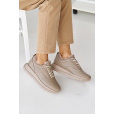 Женские кожаные зимние кроссовки Leader Style 3464 мех Феліція бежевые