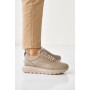Женские кожаные зимние кроссовки Leader Style 3464 мех Феліція бежевые