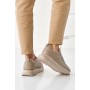 Женские кожаные зимние кроссовки Leader Style 3464 мех Феліція бежевые
