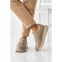 Женские кожаные зимние кроссовки Leader Style 3464 мех Феліція бежевые