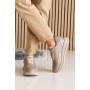 Женские кожаные зимние кроссовки Leader Style 3464 мех Феліція бежевые