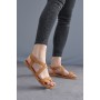 Женские кожаные летние босоножки Leader Style 2992 рыжие