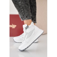 Женские кожаные зимние кроссовки Yuves 272 мех Інфініті белые