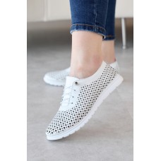 Женские кожаные летние кроссовки Kristi 503 перф белые