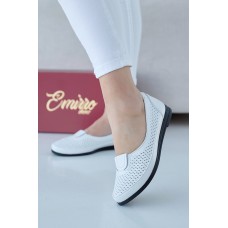 Женские кожаные летние балетки Emirro Альба белые